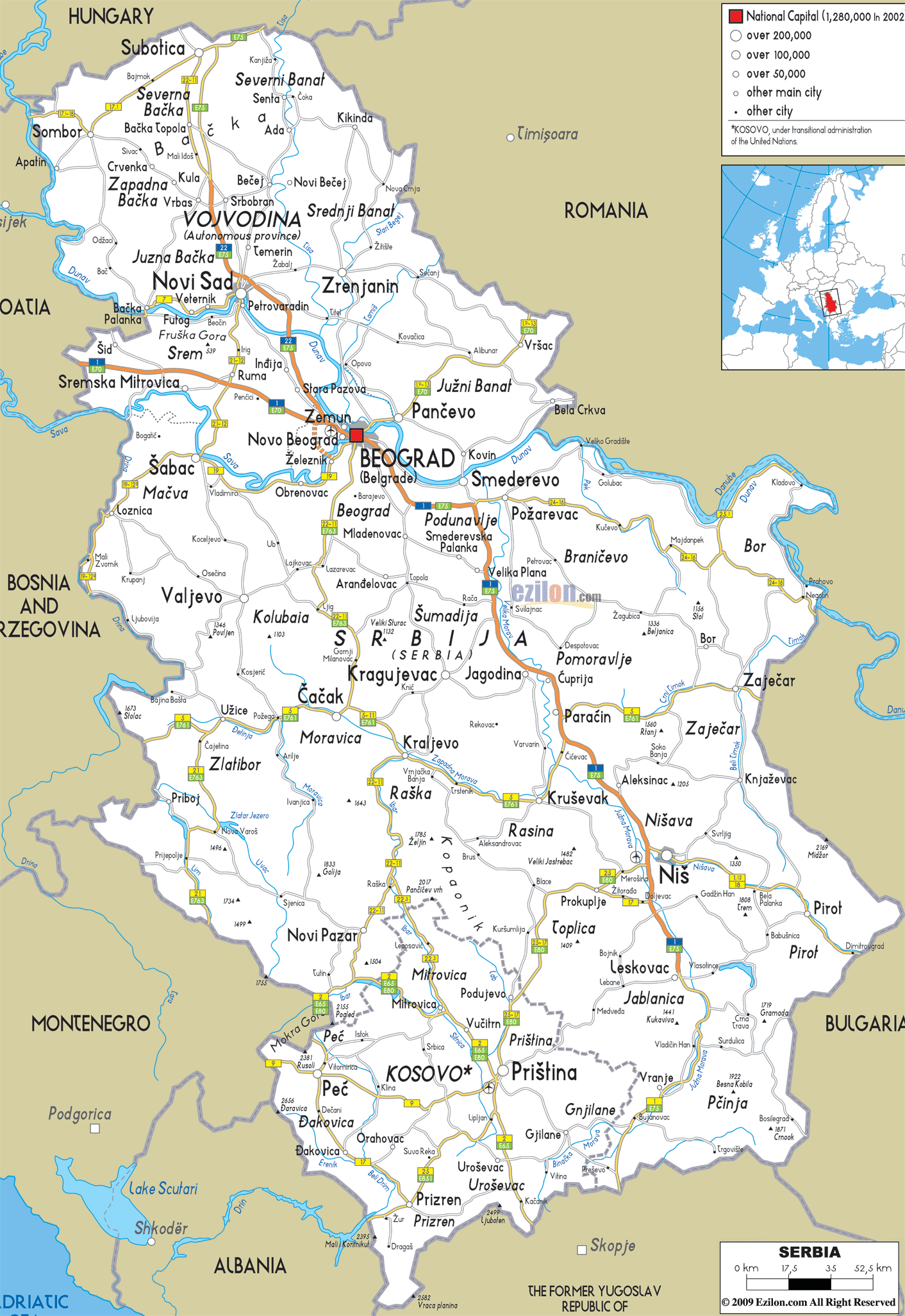 road carte du serbie